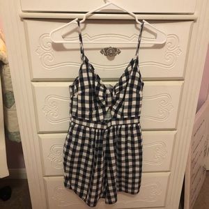 AE checkered romper with cutout detail